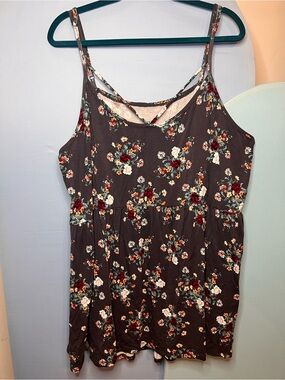 Torrid | Gray Floral Super Soft Knit Flowy Tank Top | Size 4X